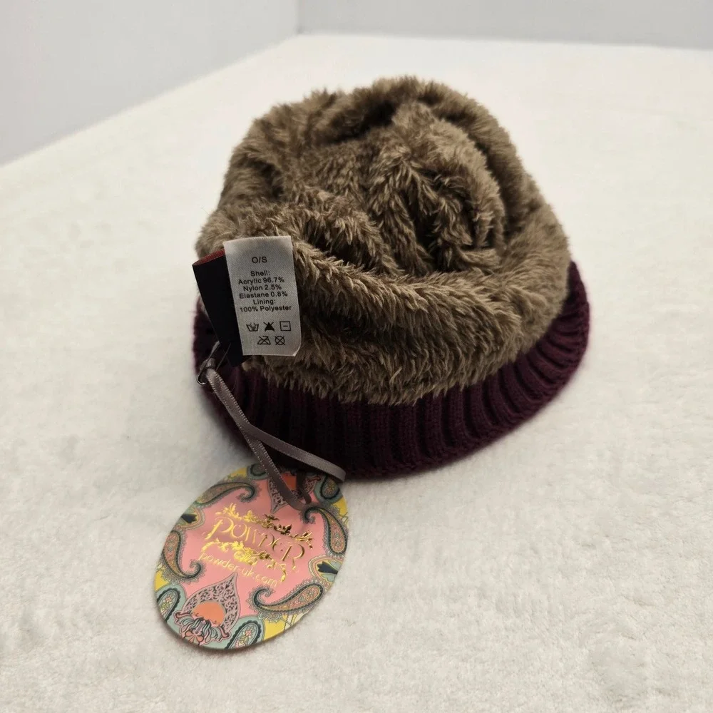 Powder‎ Bear Pom Beanie Cute Animal Winter Hat Fleece Lined
